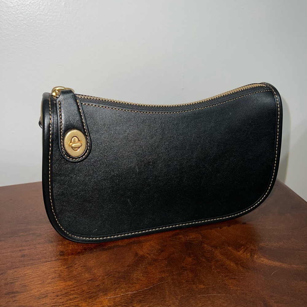 Coach Swinger bag, black with gold hardware
